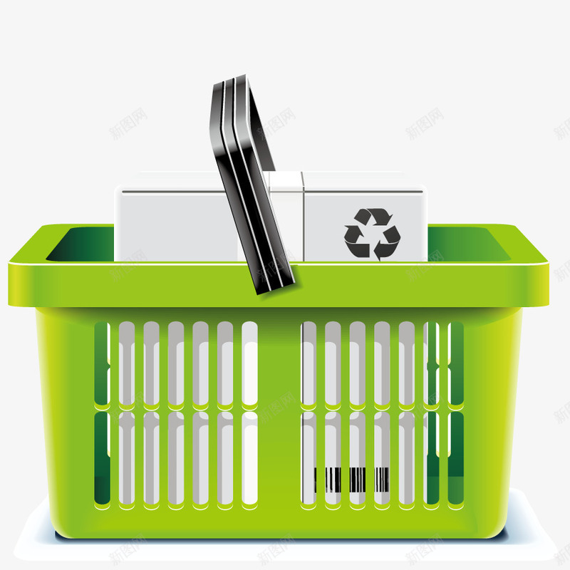 绿色购物篮子png免抠素材_新图网 https://ixintu.com 产品 塑料 环保 绿色 节能 象征