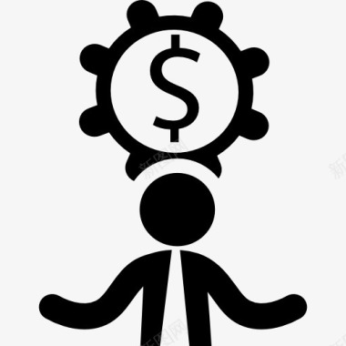 企业标志与元钱轮和一个商人图标图标