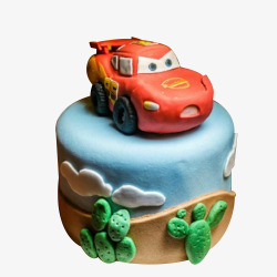 奶油蛋糕胚红色可爱mini汽车蛋糕高清图片