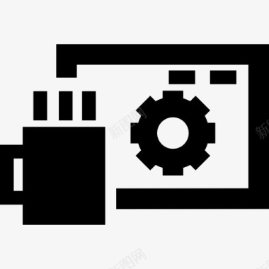 页修复齿轮符号和一个咖啡杯图标图标