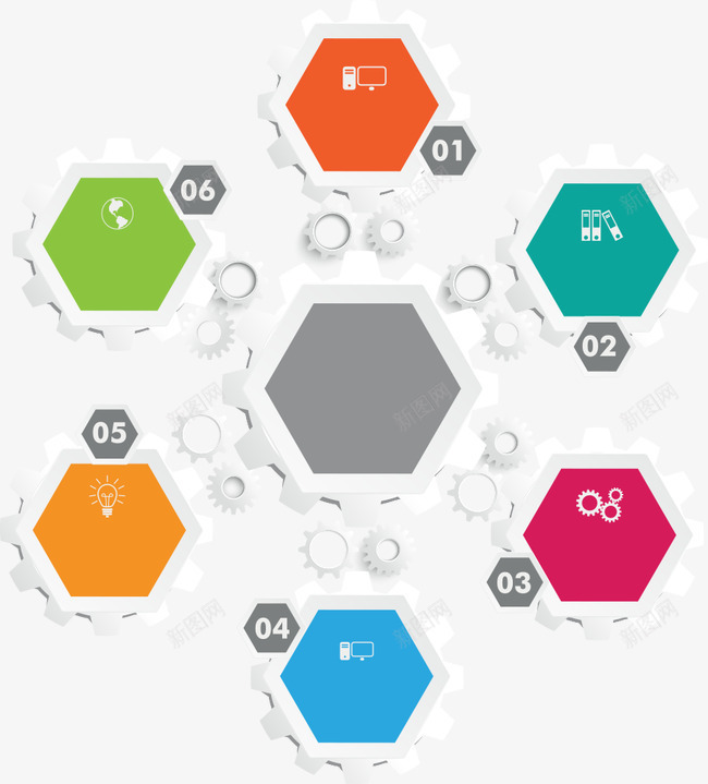 白色齿轮彩色图表矢量图ai免抠素材_新图网 https://ixintu.com PPT图形 PPT图表 商务信息 彩色图表 演示图形 白色齿轮 齿轮 矢量图