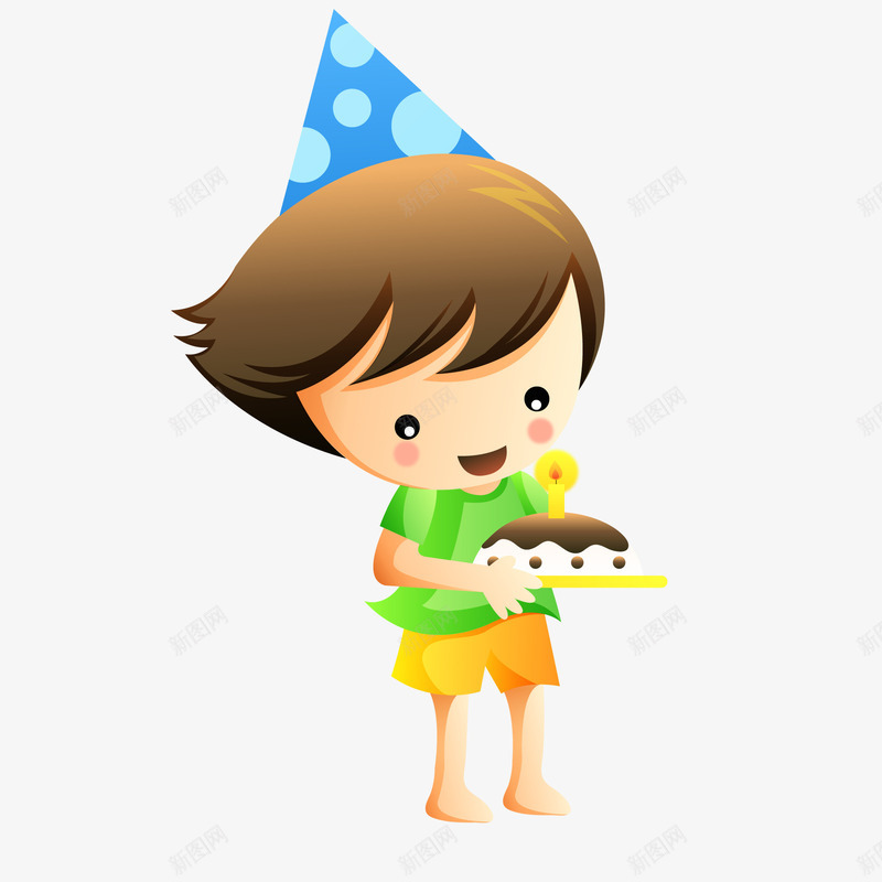 过生日的儿童矢量图ai免抠素材_新图网 https://ixintu.com 人物设计 儿童 卡通 蛋糕食物 过生日 矢量图