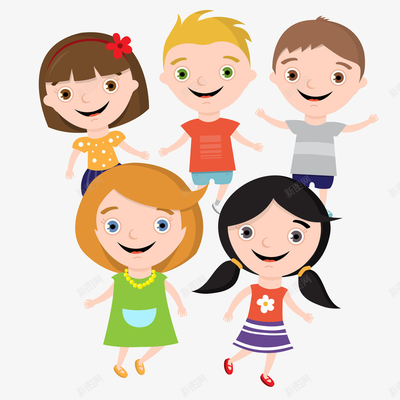 欢乐的孩子们png免抠素材_新图网 https://ixintu.com 卡通 孩童 彩色 手绘 跳舞