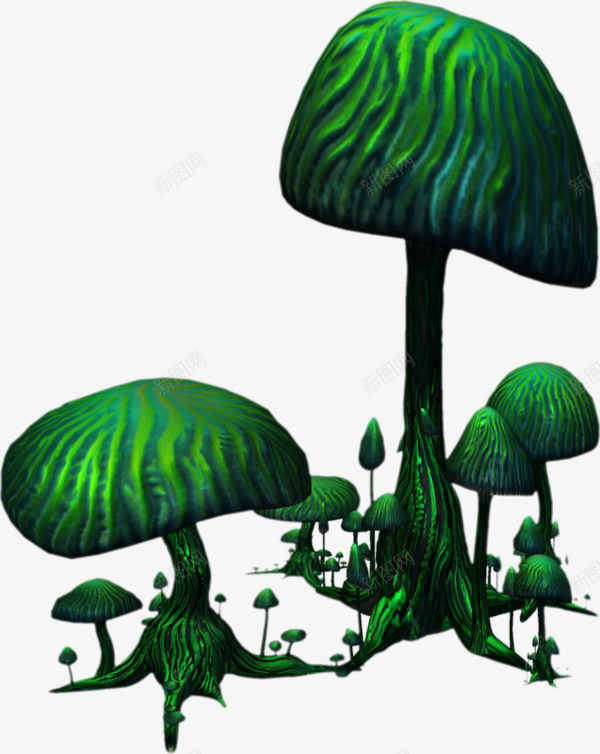 绿蘑菇森林png免抠素材_新图网 https://ixintu.com 森林 环保 绿色 蘑菇