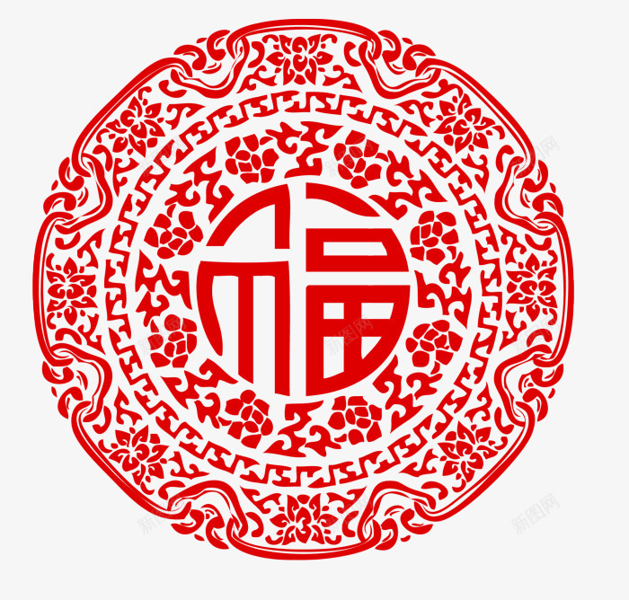 红色中国风福字剪纸png免抠素材_新图网 https://ixintu.com 中国风福字 新年 新年墙贴 新春 春节 福到了 红色剪纸