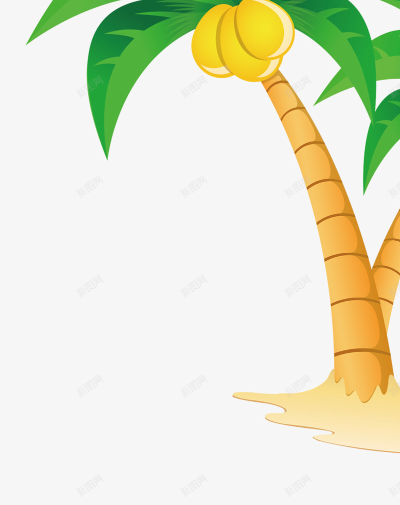 夏日风光海边椰子树png免抠素材_新图网 https://ixintu.com 夏日 手绘 椰子树 海边