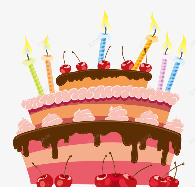 卡通生日蛋糕装饰图案png免抠素材_新图网 https://ixintu.com 免抠PNG 卡通 生日蛋糕 装饰图案