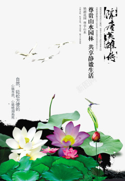 中国风水墨莲花素材