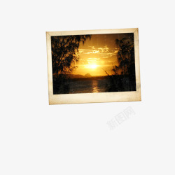 日落湖泊照片素材