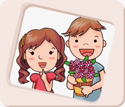 浪漫小情侣领证结婚卡通情侣高清图片