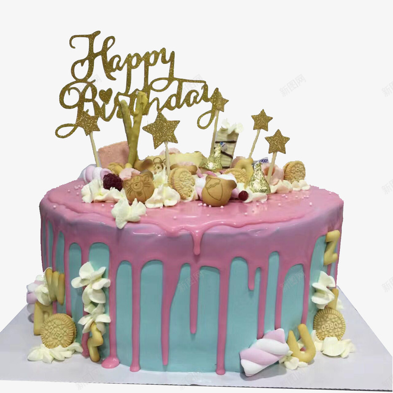 少女心创意蛋糕png免抠素材_新图网 https://ixintu.com 创意 创意蛋糕 奶油蛋糕 少女风格 生日蛋糕 粉蓝色 糕点 草莓酱 蛋糕