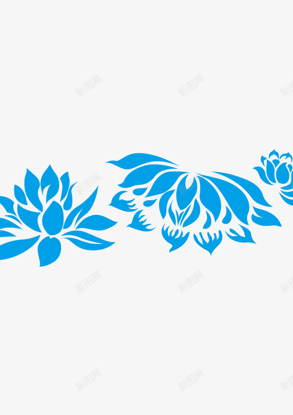 蓝莲花矢量图eps免抠素材_新图网 https://ixintu.com 免费png手绘图 扁平 植物 简约 蓝色 矢量图