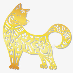 花纹图案的金色小狗简图素材