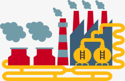 彩色工厂碳排放图标图标