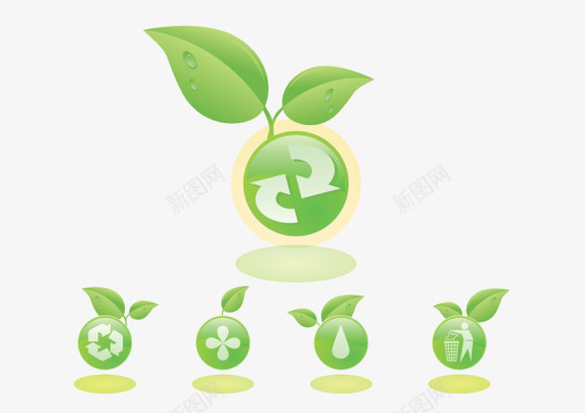 绿色环保循环标志图标图标
