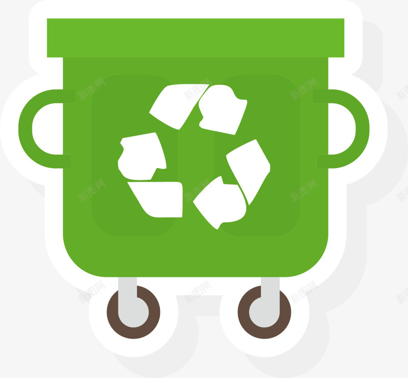 绿色卡通移动垃圾桶png免抠素材_新图网 https://ixintu.com 世界环境日 环保 生态循环 移动垃圾桶 绿色垃圾桶 自然
