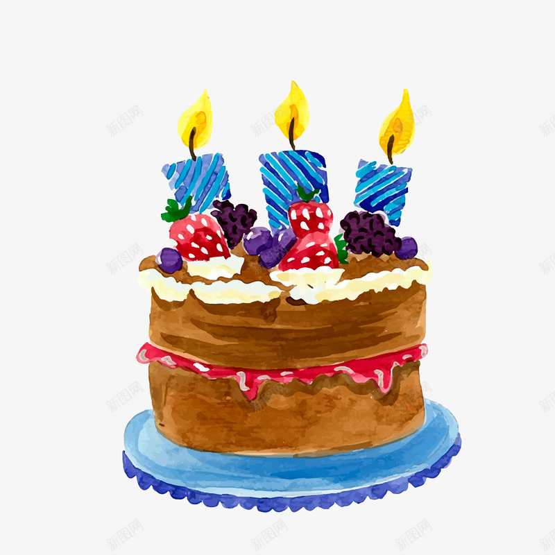 手绘生日蛋糕png免抠素材_新图网 https://ixintu.com 卡通蛋糕 手绘蛋糕 生日蛋糕 蜡烛