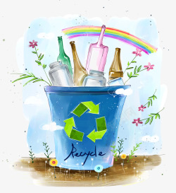 手绘垃圾箱环保图标高清图片