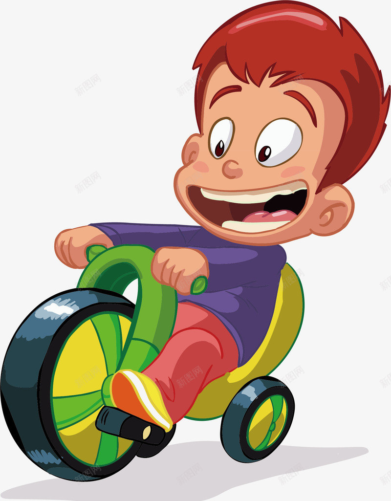 骑车的孩子png免抠素材_新图网 https://ixintu.com 卡通 美好的 美好的一天 骑车