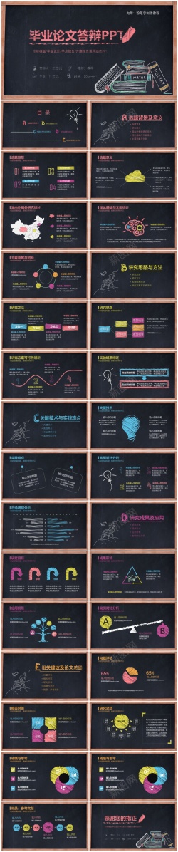 国外模板45063创意粉笔字论文答辩PPT模板 (2)