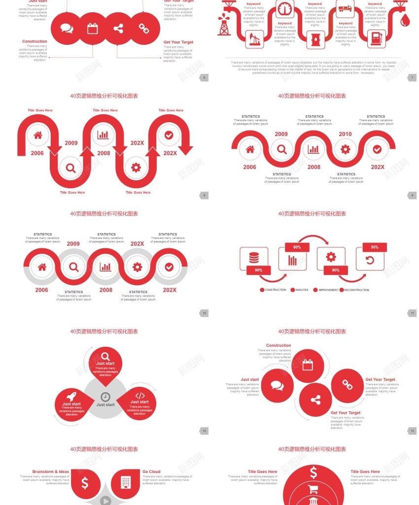 00940套红色思维逻辑分析可视化PPT图表PPT模板_新图网 https://ixintu.com 分析 可视化 图表 套红 思维 红色 逻辑