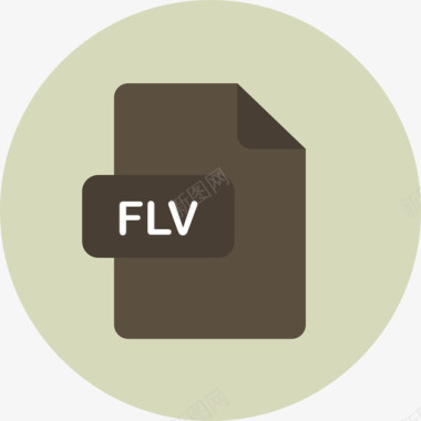 Flv文件类型2圆形平面图标图标