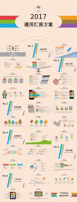 简约清新多彩总结汇报通用PPT模板