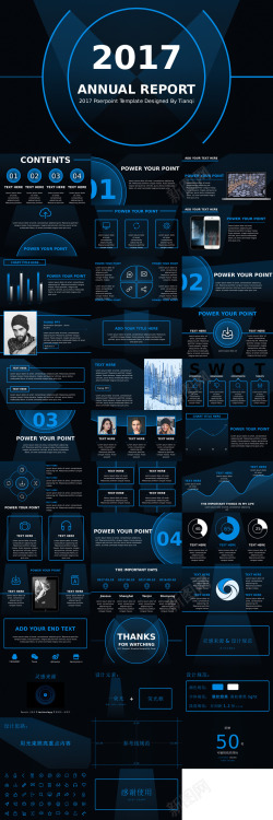 网络蓝色蓝色科技风汇报展示PPT模板