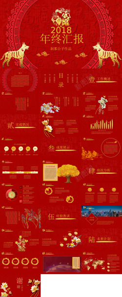 计划PPT模板红色中国风年终总结PPT模板