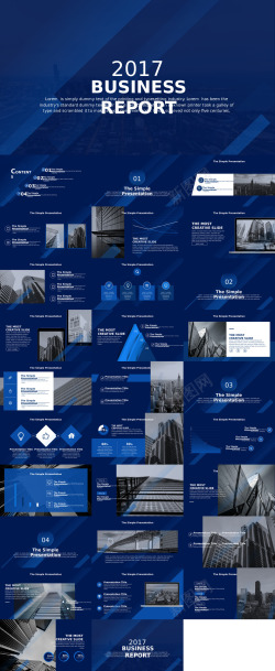 素材模板深蓝渐变商务汇报PPT模板