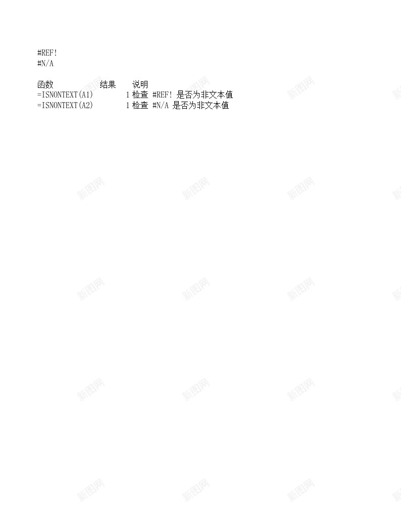 ISNONTEXT信息函数办公Excel_新图网 https://ixintu.com 信息 函数