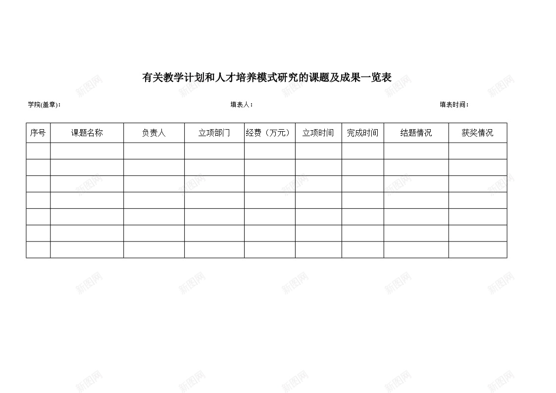 有关教学计划和人才培养模式研究的课题及成果办公Excel_新图网 https://ixintu.com 人才培养 成果 教学计划 有关 模式 研究 课题