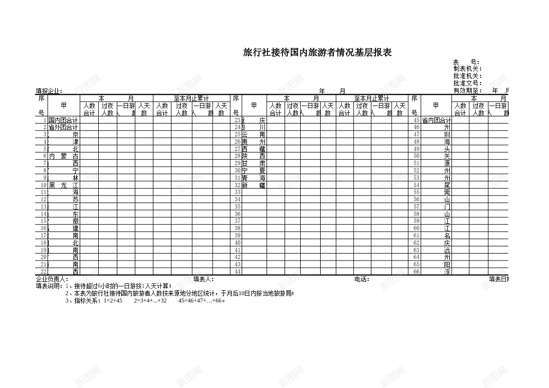 旅行社接待国内旅游者情况基层报表办公Excel_新图网 https://ixintu.com 国内 国内旅游 基层 情况 报表 接待 旅游者 旅行社