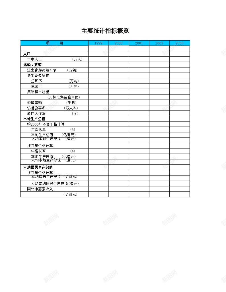 香港特别行政区主要统计指标概览办公Excel_新图网 https://ixintu.com 中华人民共和国香港特别行政区 中国香港 主要 概览 特别行政区 统计指标 香港