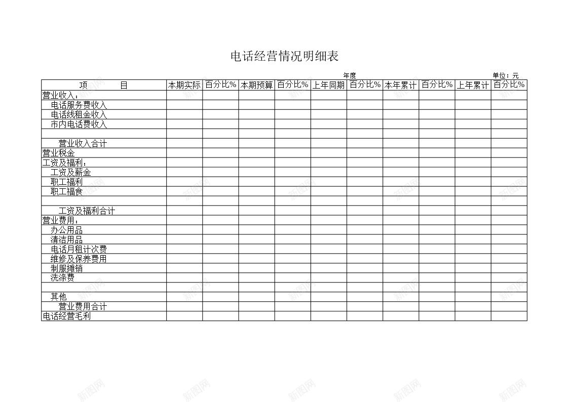 电话经营情况明细表办公Excel_新图网 https://ixintu.com 情况 明细表 电话 经营