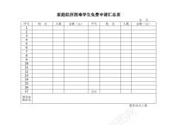 植物免费PNG家庭经济困难学生免费申请汇总表