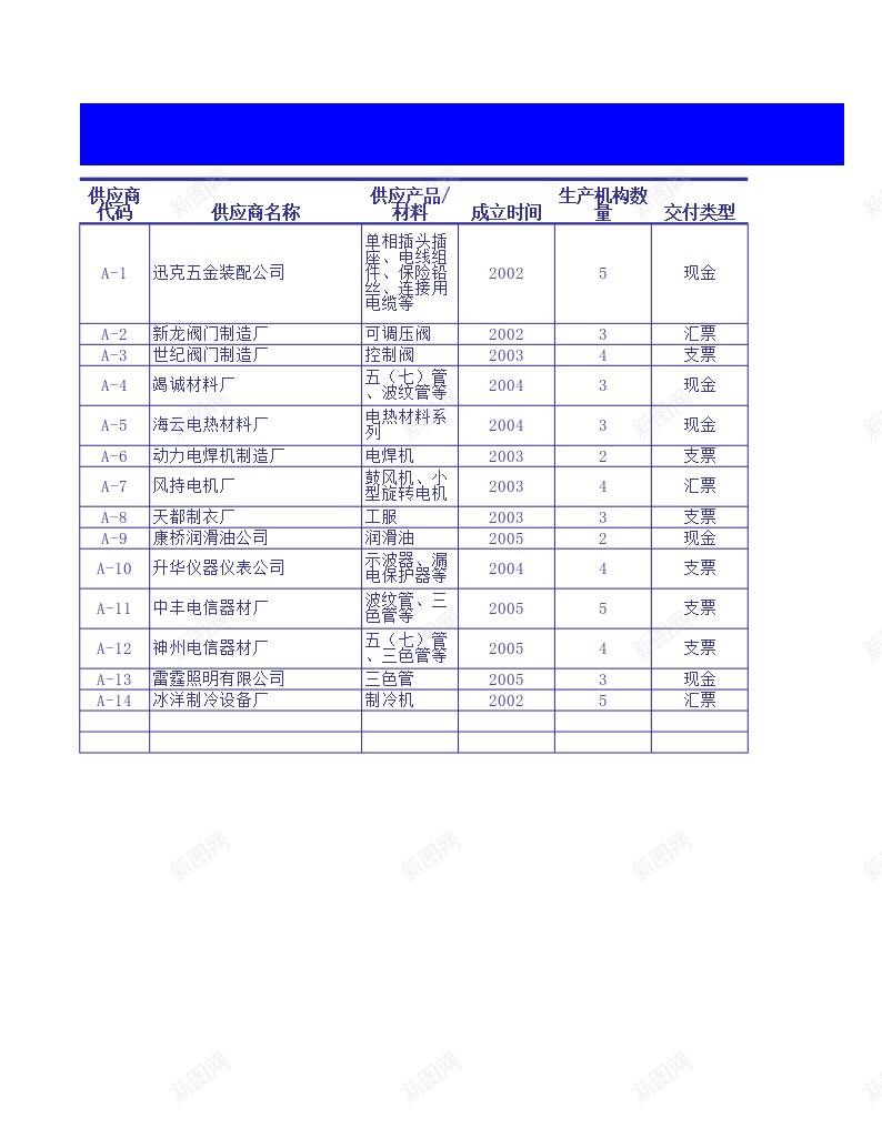 供应商资料单办公Excel_新图网 https://ixintu.com 供应商 料单 资料