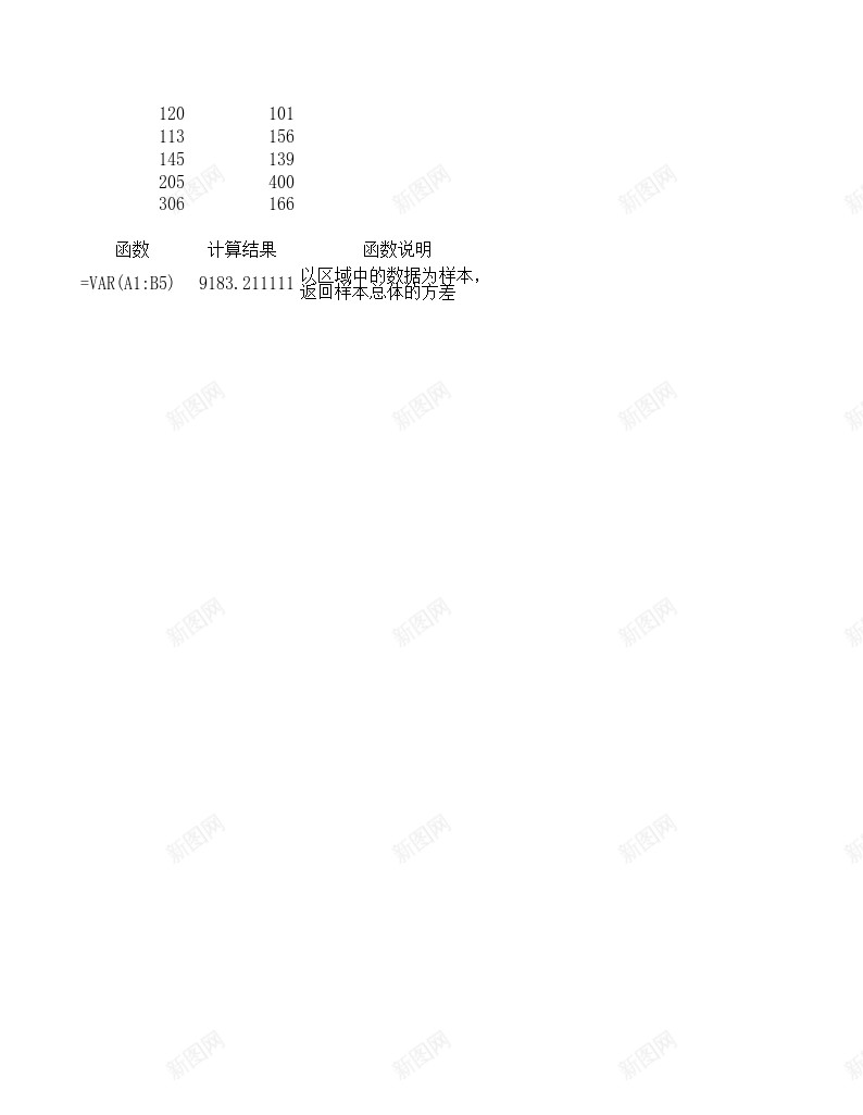 VAR统计函数办公Excel_新图网 https://ixintu.com 函数 统计