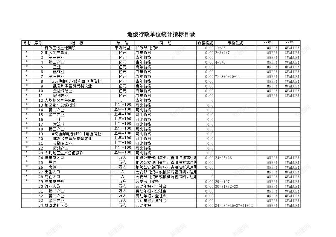 地级行政单位统计指标目录办公Excel_新图网 https://ixintu.com 单位 地级 目录 统计指标 行政