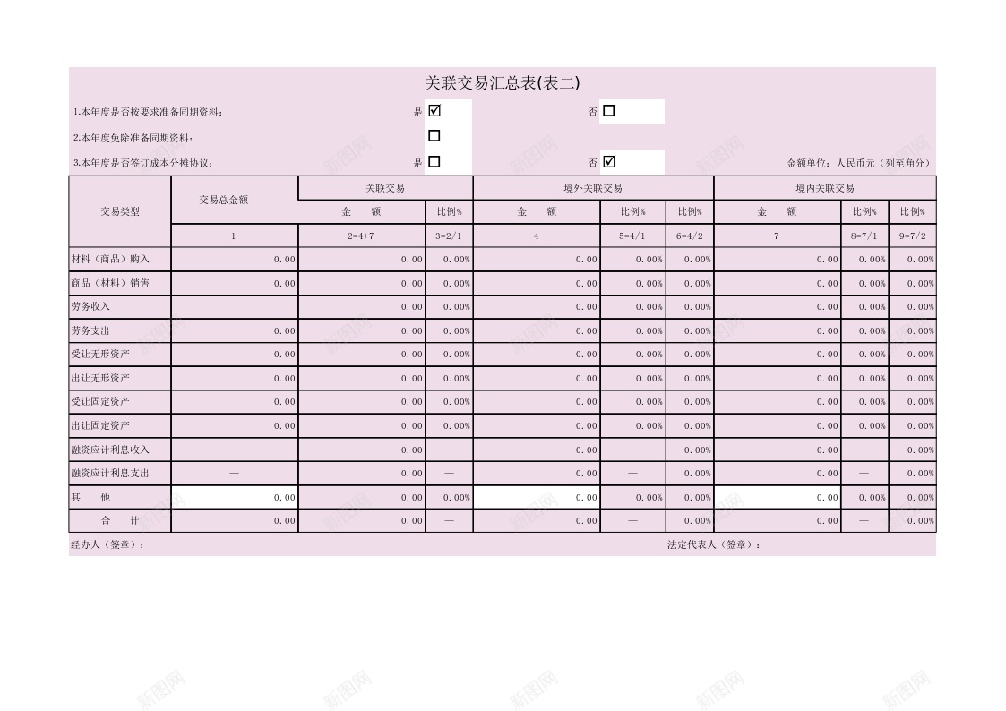 表关联交易汇总表办公Excel_新图网 https://ixintu.com 关联交易 汇总表