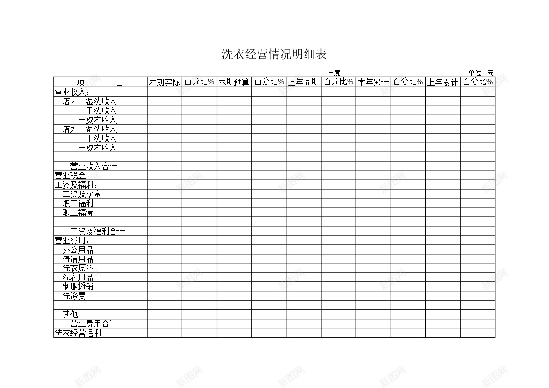 洗衣经营情况明细表办公Excel_新图网 https://ixintu.com 情况 明细表 洗衣 经营