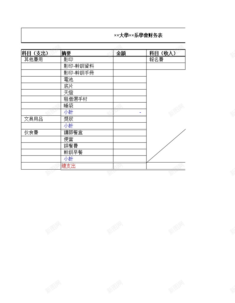 大學學會财务表办公Excel_新图网 https://ixintu.com 大學 學會 财务