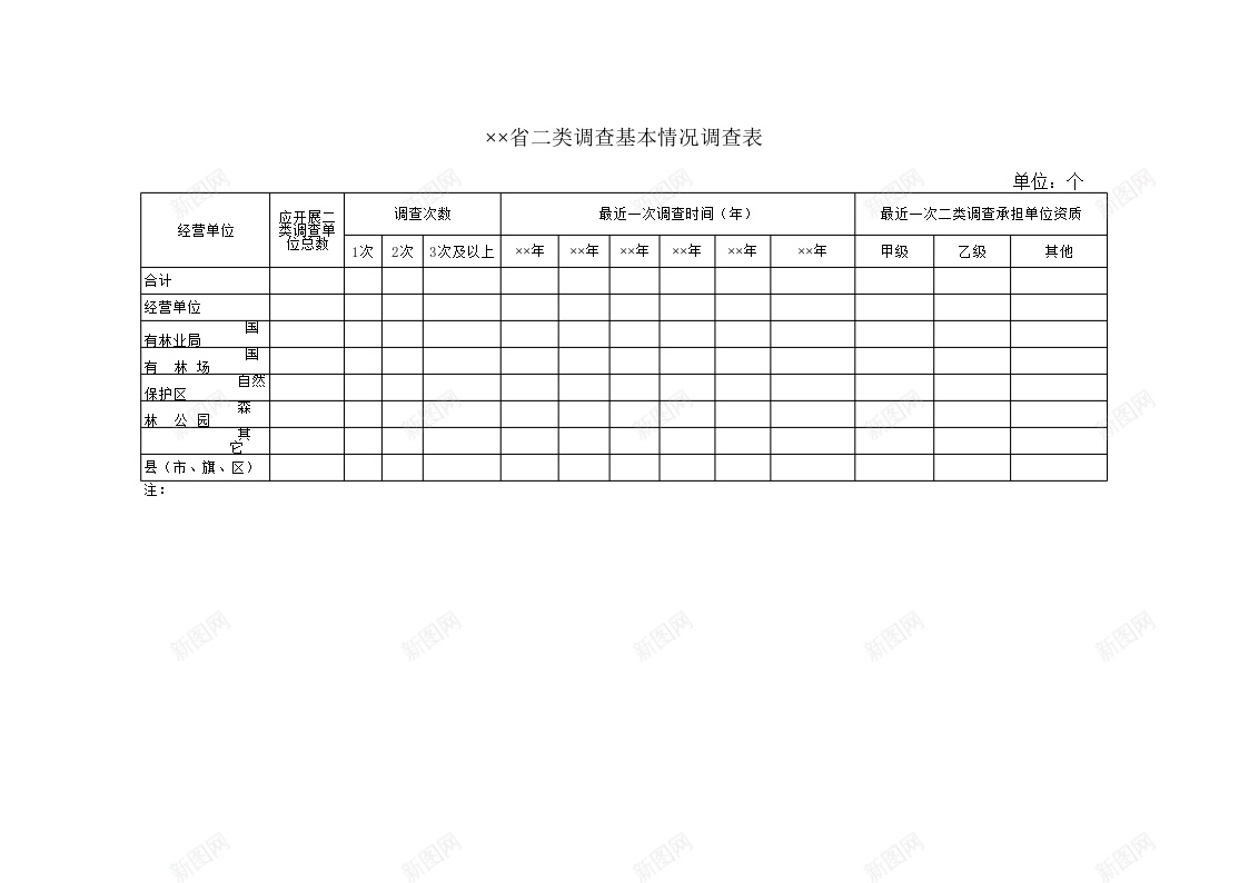 省二类调查基本情况调查表办公Excel_新图网 https://ixintu.com 二类 基本情况 调查 调查表