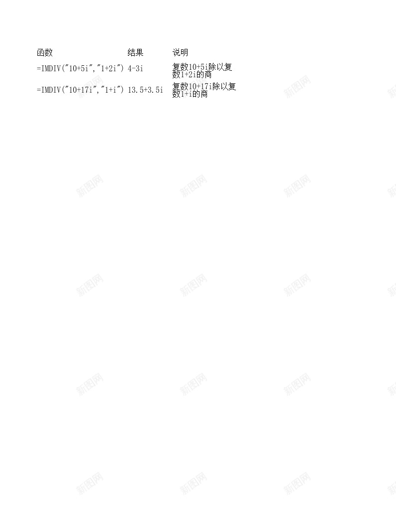 IMDIV工程函数办公Excel_新图网 https://ixintu.com 函数 工程