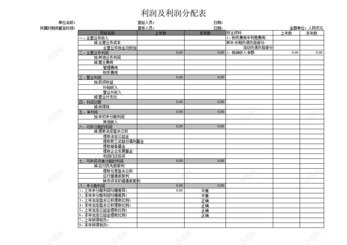 利润及利润分配表办公Excel_新图网 https://ixintu.com 分配 利润