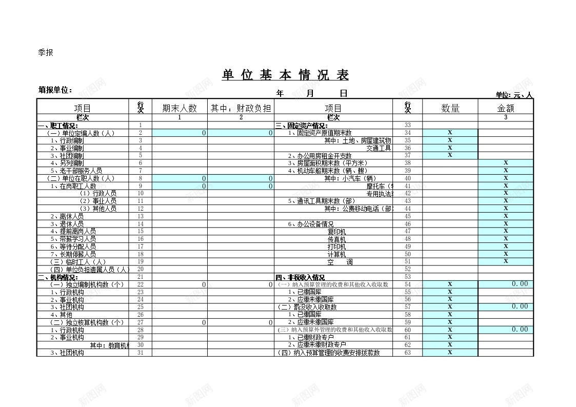 单位基本情况表办公Excel_新图网 https://ixintu.com 单位 基本 基本情况 情况表