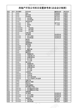 开发房地产开发企业会计科目表