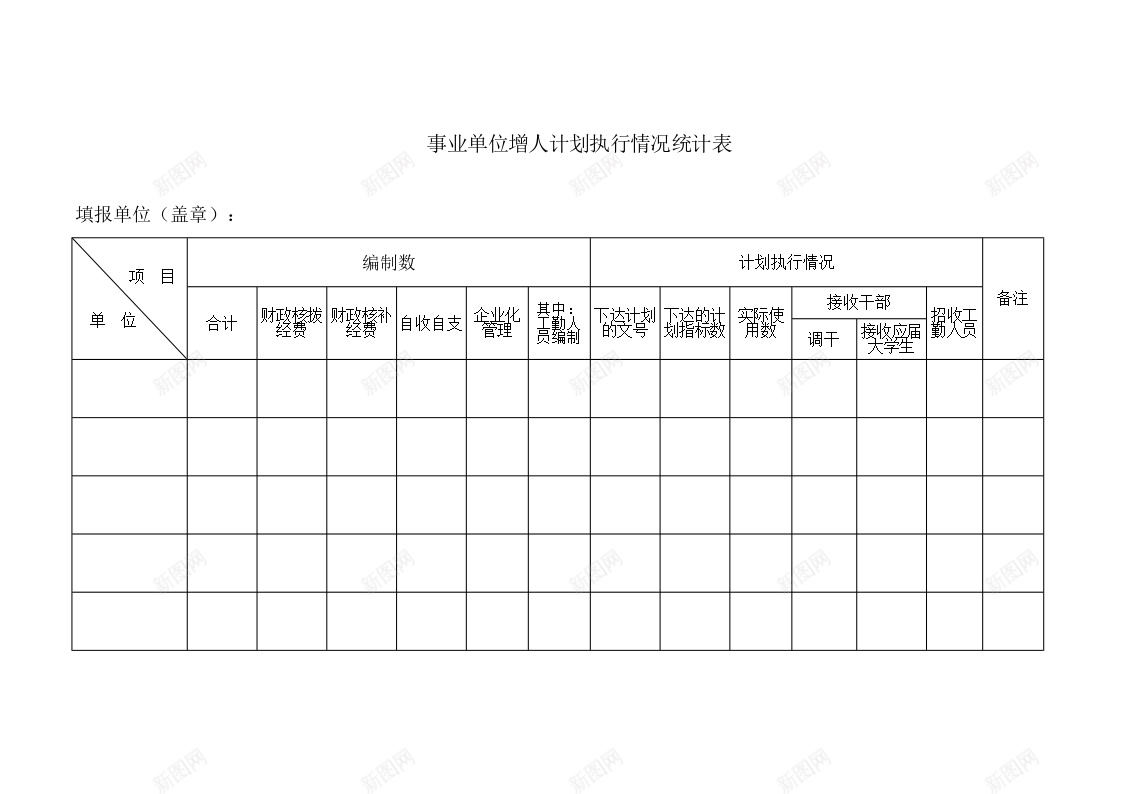 事业单位增人计划执行情况统计表格办公Excel_新图网 https://ixintu.com 事业单位 增人 执行情况 统计 统计表 表格 计划