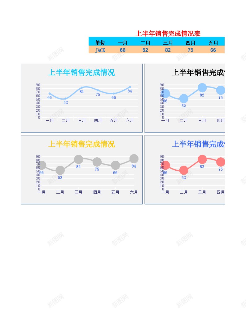 1上半年销售完成情况办公Excel_新图网 https://ixintu.com 上半年 完成 情况 销售