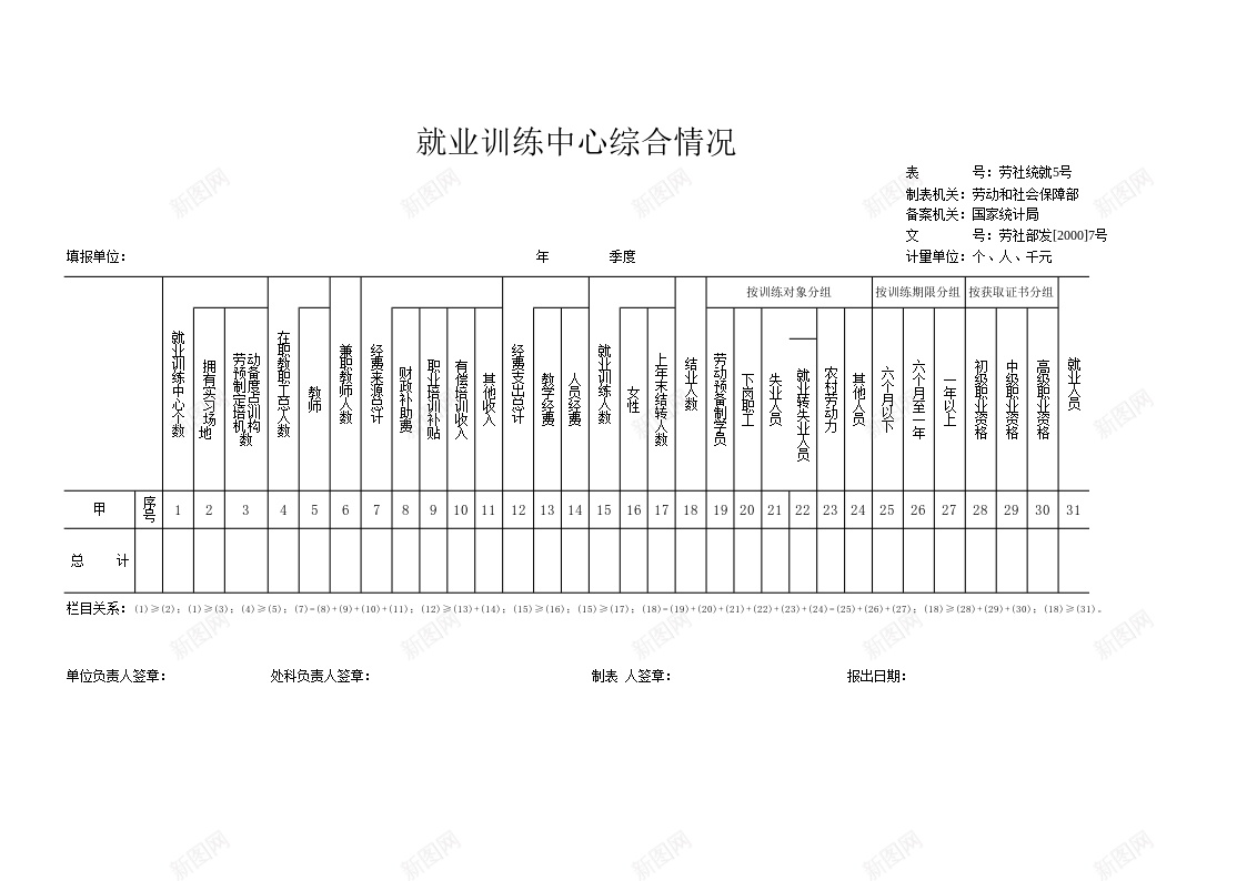 再就业培训情况表办公Excel_新图网 https://ixintu.com 就业培训 情况表